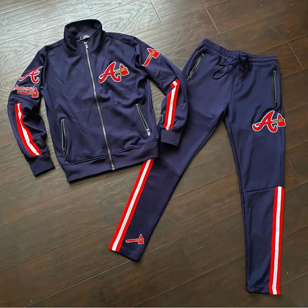 🎉 Host Pick 🎉 Atlanta Braves Pro Luxury 2-Piece Jacket & Joggers Tracksuit - Picture 1 of 16